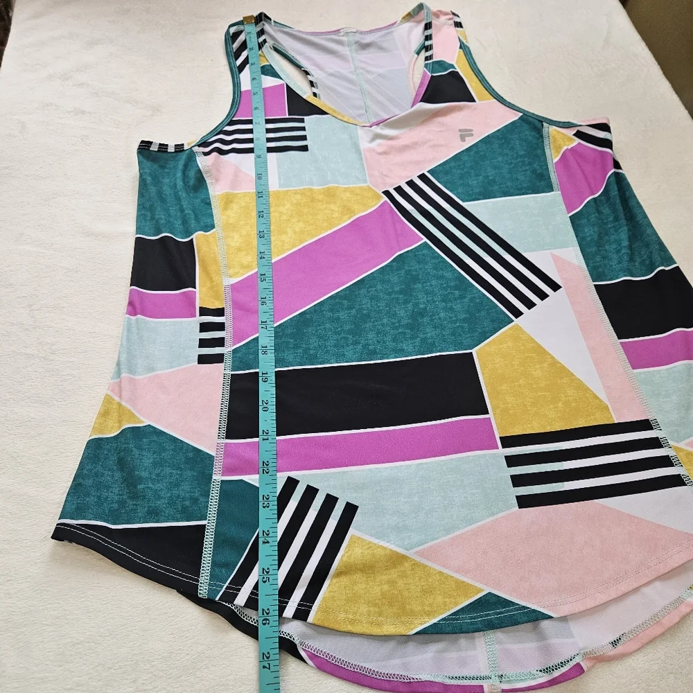 Fila Sport Women Colorful Geometric Workout Exercise Top - Picture 3 of 7